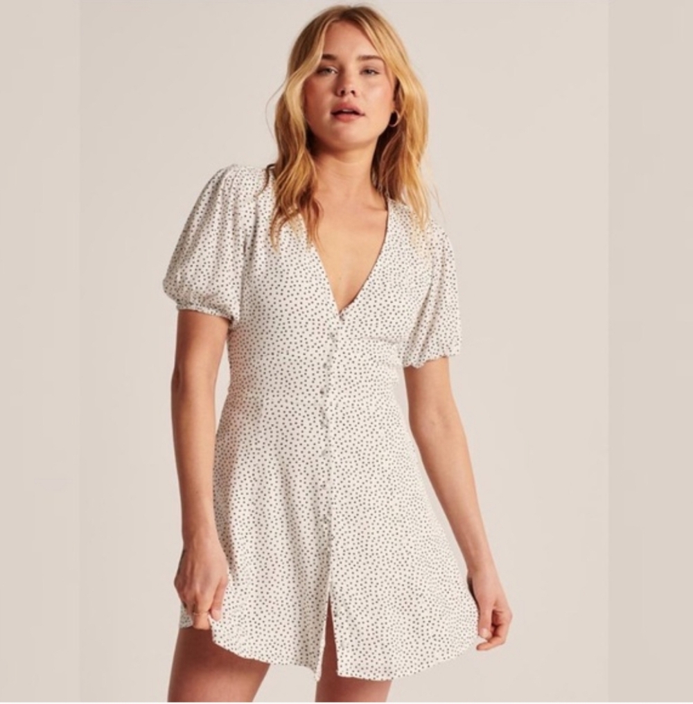 Abercrombie puff sleeve button down mini dress S